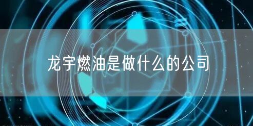 龙宇燃油是做什么的公司