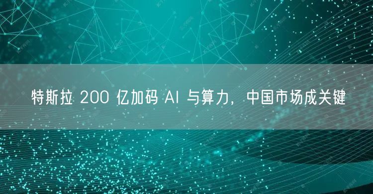 特斯拉 200 亿加码 AI 与算力，中国市场成关键
